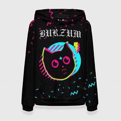 Толстовка-худи женская Burzum - rock star cat, цвет: 3D-черный
