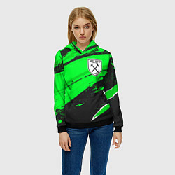 Толстовка-худи женская West Ham sport green, цвет: 3D-черный — фото 2