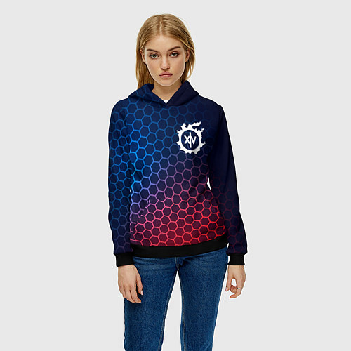 Женская толстовка Final Fantasy неоновые соты / 3D-Черный – фото 3