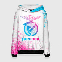 Толстовка-худи женская Benfica neon gradient style, цвет: 3D-черный