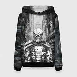 Толстовка-худи женская Городской андроид, цвет: 3D-черный