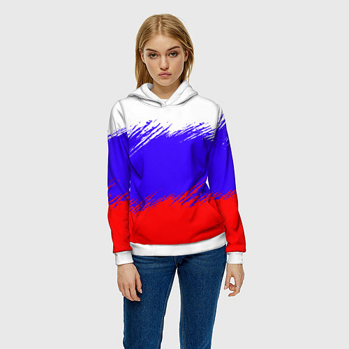 Женская толстовка Триколор штрихи / 3D-Белый – фото 3
