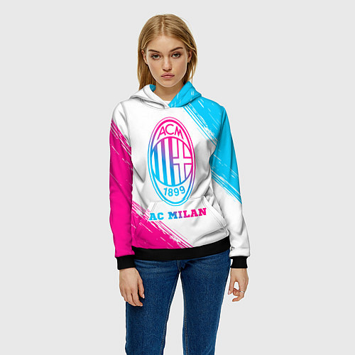 Женская толстовка AC Milan neon gradient style / 3D-Черный – фото 3