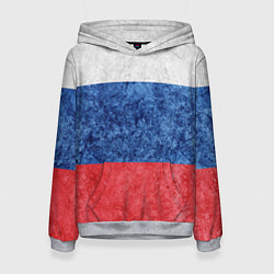 Толстовка-худи женская Флаг России разноцветный, цвет: 3D-меланж