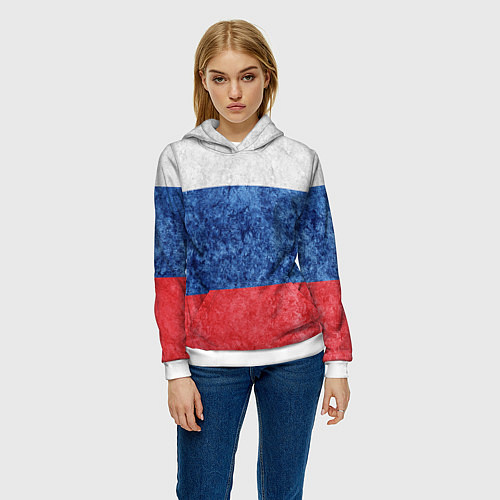 Женская толстовка Флаг России разноцветный / 3D-Белый – фото 3