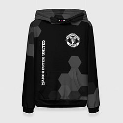 Толстовка-худи женская Manchester United sport на темном фоне вертикально, цвет: 3D-черный