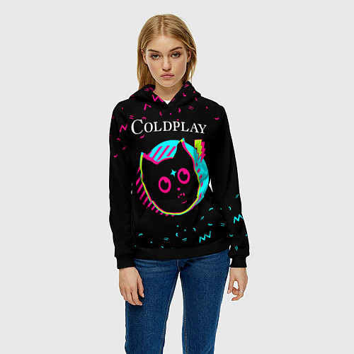 Женская толстовка Coldplay - rock star cat / 3D-Черный – фото 3