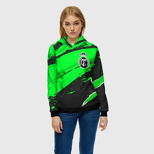 Женская толстовка Real Madrid sport green / 3D-Черный – фото 3