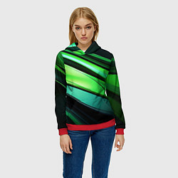 Толстовка-худи женская Абстрактные геометрические плавные линии минимализ, цвет: 3D-красный — фото 2