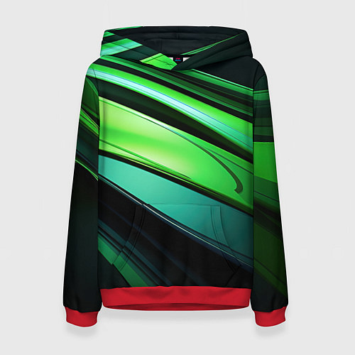 Женская толстовка Абстрактные геометрические плавные линии минимализ / 3D-Красный – фото 1