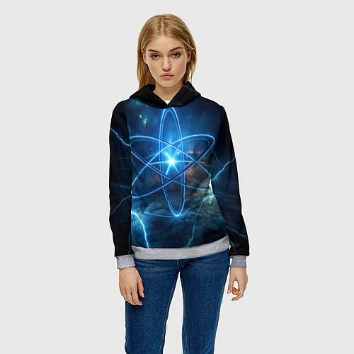Женская толстовка Светящийся атом и молнии / 3D-Меланж – фото 3