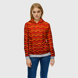 Толстовка-худи женская Красные линии и чёрные полосы, цвет: 3D-меланж — фото 2