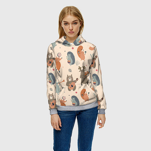 Женская толстовка Животные с инструментами / 3D-Меланж – фото 3