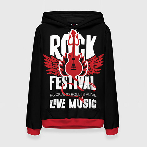 Женская толстовка Rock festival - live music / 3D-Красный – фото 1