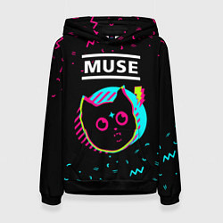 Толстовка-худи женская Muse - rock star cat, цвет: 3D-черный