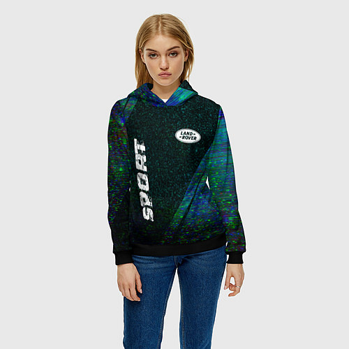 Женская толстовка Land Rover sport glitch blue / 3D-Черный – фото 3