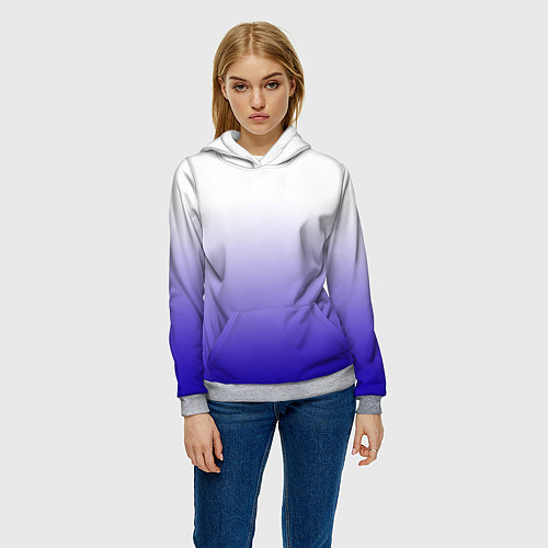 Женская толстовка Градиент белый ультрамарин / 3D-Меланж – фото 3