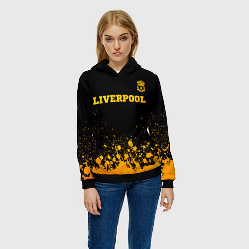 Женская толстовка Liverpool - gold gradient посередине / 3D-Черный – фото 3