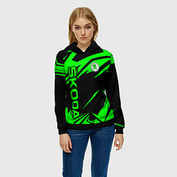 Толстовка-худи женская Skoda - green uniform, цвет: 3D-черный — фото 2