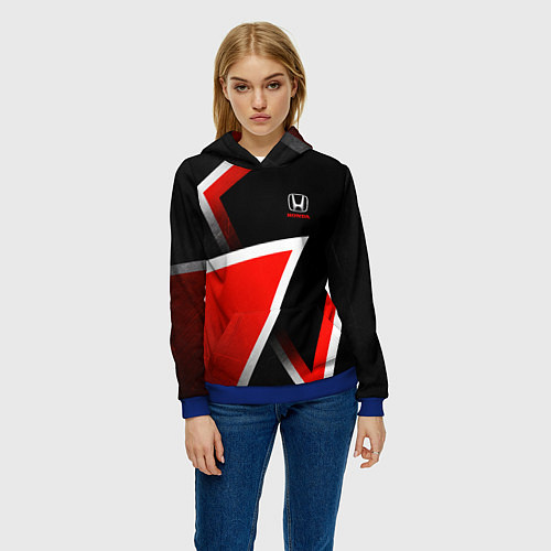 Женская толстовка Honda - красные треугольники / 3D-Синий – фото 3