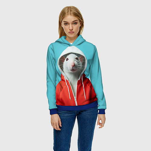 Женская толстовка Крыс в балахоне / 3D-Синий – фото 3