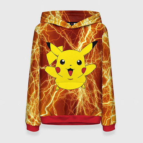 Женская толстовка Pikachu yellow lightning / 3D-Красный – фото 1