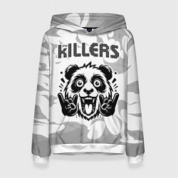 Толстовка-худи женская The Killers рок панда на светлом фоне, цвет: 3D-белый