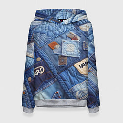 Толстовка-худи женская Vanguard jeans patchwork - ai art, цвет: 3D-меланж