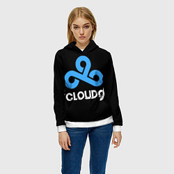 Толстовка-худи женская Cloud9 - esports logo, цвет: 3D-белый — фото 2