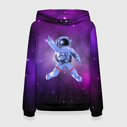 Толстовка-худи женская Космический рок eee космонавт, цвет: 3D-черный