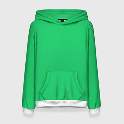 Толстовка-худи женская Яркий зелёный текстурированный в мелкий квадрат, цвет: 3D-белый