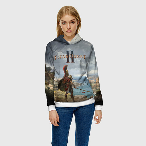 Женская толстовка Герой titan quest 2 / 3D-Белый – фото 3
