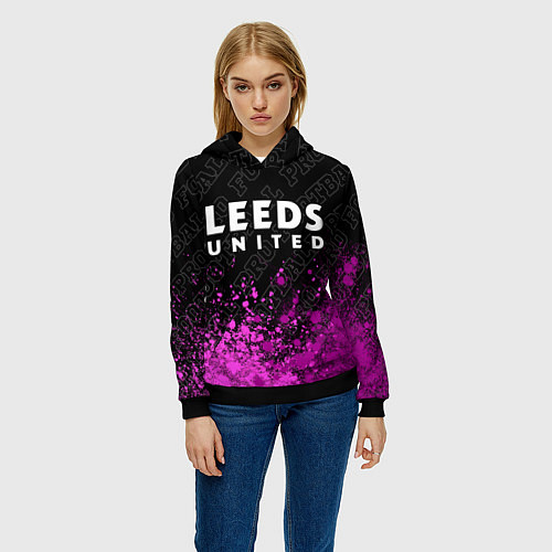 Женская толстовка Leeds United pro football посередине / 3D-Черный – фото 3