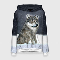 Толстовка-худи женская Волк ауфф с кривым носом, цвет: 3D-белый