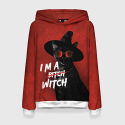 Толстовка-худи женская I am witch, цвет: 3D-белый