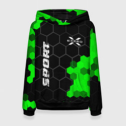Толстовка-худи женская Exeed green sport hexagon, цвет: 3D-черный