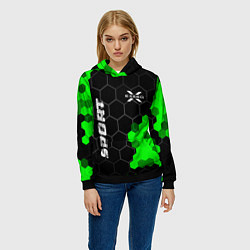 Толстовка-худи женская Exeed green sport hexagon, цвет: 3D-черный — фото 2