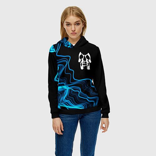 Женская толстовка Deftones sound wave / 3D-Черный – фото 3