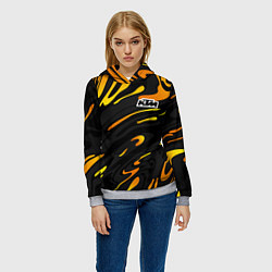 Толстовка-худи женская KTM - orange liquid, цвет: 3D-меланж — фото 2