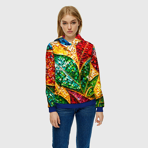 Женская толстовка Яркая мозаика с разноцветным абстрактным узором и / 3D-Синий – фото 3