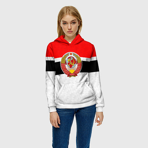 Женская толстовка Герб СССР - ретро цвета / 3D-Белый – фото 3