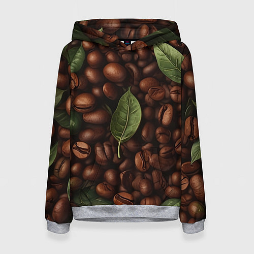 Женская толстовка Кофейные зёрна с листьями / 3D-Меланж – фото 1