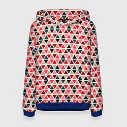 Толстовка-худи женская Бирюзово-розовый геометричный треугольники, цвет: 3D-синий