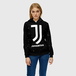 Толстовка-худи женская Juventus sport на темном фоне, цвет: 3D-черный — фото 2