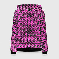 Толстовка-худи женская Чёрные плюсики на розовом фоне, цвет: 3D-черный