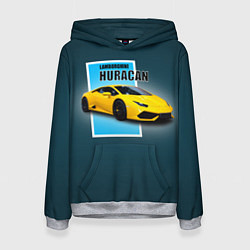 Толстовка-худи женская Спортивная итальянская машина Lamborghini Huracan, цвет: 3D-меланж