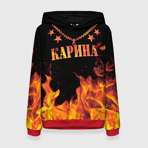 Женская толстовка Карина - имя в огне / 3D-Красный – фото 1