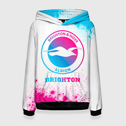 Толстовка-худи женская Brighton neon gradient style, цвет: 3D-черный