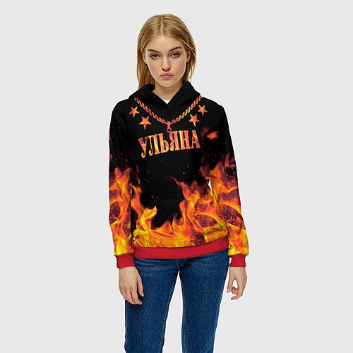 Женская толстовка Ульяна - имя в огне / 3D-Красный – фото 3