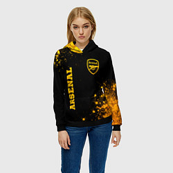 Толстовка-худи женская Arsenal - gold gradient вертикально, цвет: 3D-черный — фото 2